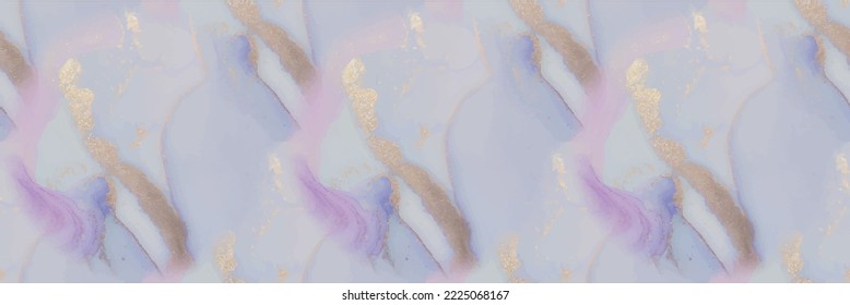 Marble Blue Alcohol Ink. Violet Water Color Background. Gold Art Paint. Lilac Vector Ink Marble. Pink Oriental Watercolor. Vector Abstract Template Purple Marble Ink Background. Light Elegant Pattern.