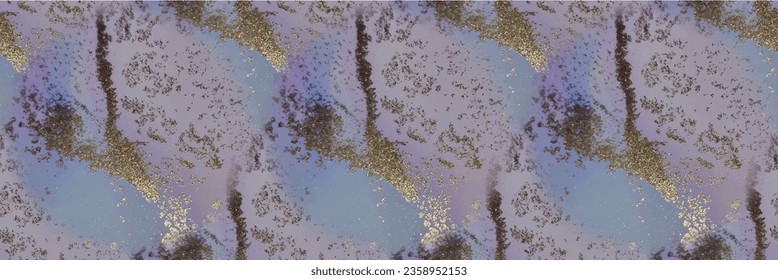 Marmor blaue Kunst. Helles Vektormuster. Purple Alcohol Tinte Wiederholen. Violett Marmor Farbe Wasser. Vektornahtlose Malerei Lilac Vektorgrafik Aquarell Farbe. rosafarbener orientalischer Hintergrund. Gold Aquarellfarbe.