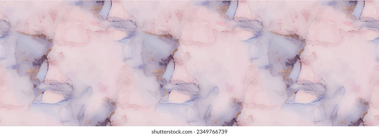 Marmor blaue Kunst. Abstrakte Vektorgrafik Gold abstrakter Hintergrund. Violett Marmor Farbe Wasser. Lilac Vector Ink Aquarell Farbe. Purple Alcohol Tinte Wiederholen. Hellblaue Textur. rosafarbene Aquarellfarbe.