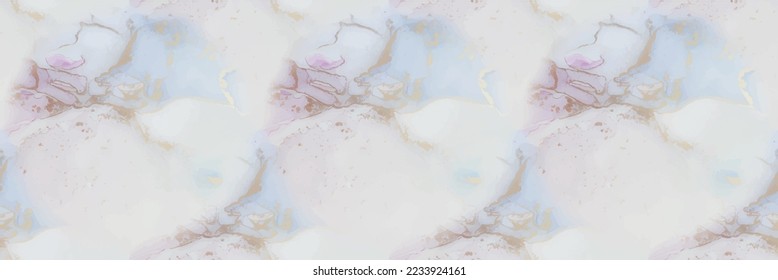 Marble Blue Art. Vector Seamless Template Violet Marble Ink Background. Purple Water Color Background. Gold Vector Ink Paint. Pink Abstract Watercolor. Lilac Alcohol Ink Marble. Light Vector Texture.