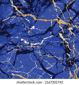 Marble with blue golden texture background vector illustration