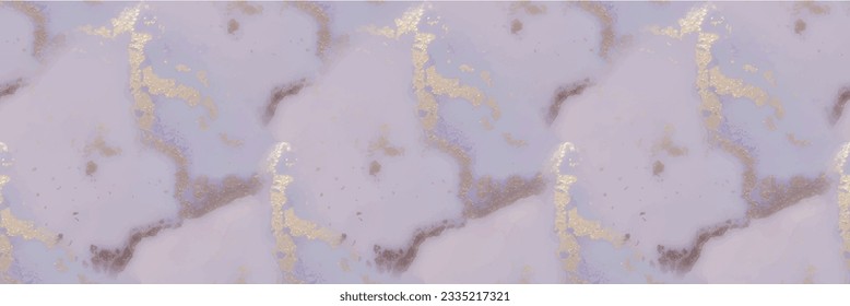 Marble Blue Ink. Purple Alcohol Ink Background. Violet Vector Ink Marble. Gold Oriental Watercolor. Pink Water Color Paint. Geode Blue Pattern. Lilac Marble Art Background. Vector Seamless Painting