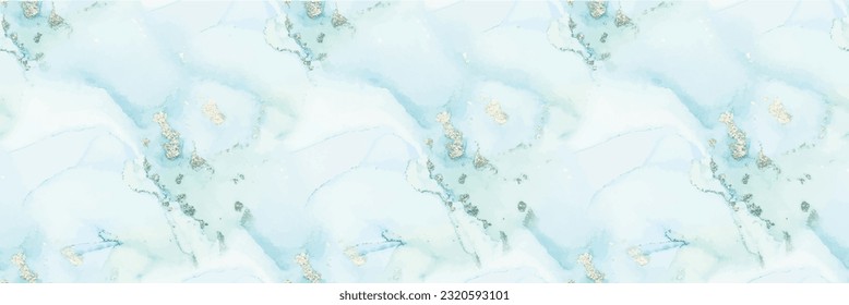 Marble Blue Water Color. Copper Alcohol Ink Watercolor. Foil Art Paint. Green Marble Background. Gold Gradient Watercolor. Vector Seamless Repeat. Luxury Vector Ink Marble. Modern Seamless Template.