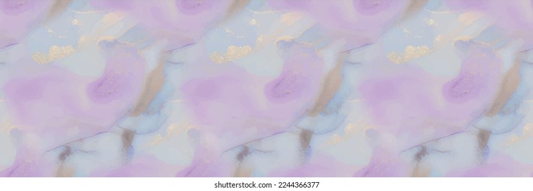 Marble Blue Water Color. Purple Alcohol Ink Watercolor. Gold Art Paint. Pink Gradient Background. Violet Marble Ink Watercolor. Fluid Blue Pattern. Luxury Abstract Template Lilac Vector Ink Canvas.