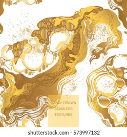 Marble bubbles abstract background Seamless Pattern poster golden splash. hand-drawn vector
