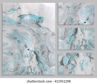 Marble business cards. Collection of business cards. Vector illustration.