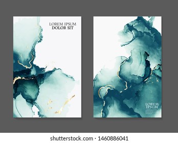 Marble card presentation, flyer,  invitation card template design, green, blue tender decoration isolated on white  background, vintage style decoration 2019