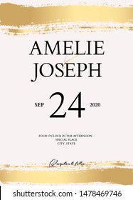 Marble card wedding invitation card template design, pink tender decoration isolated on white  background, vintage style decoration 2019