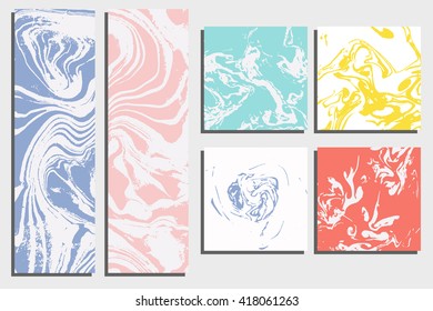 Marble cards. Hand painted texture. Invitation, postcard, poster, business card template