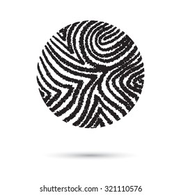 Marble circle, hand drawn with pen and chalk, wave pattern. Rounded shapes isolated on white, grunge. Vector of ink lines, scribbles of pencil and crayons , hatching, scratch on textured paper.