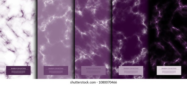 Marble collection abstract pattern texture purple background card template vector design