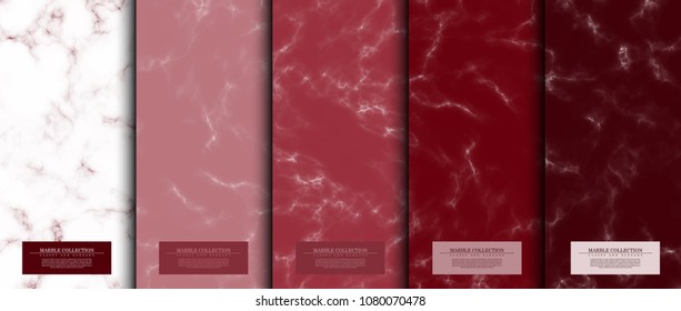 Marble collection abstract pattern texture scarlet background card template vector design