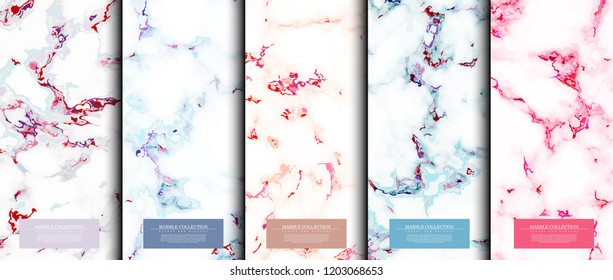 Marble collection abstract pattern texture pastel background card template vector design