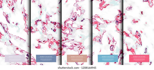 Marble collection abstract pattern texture pastel colorful background card template vector design