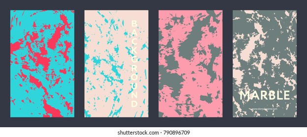 Marble color covers set. Fluid shapes composition. Set of colorful futuristic backgrounds for futuristic design posters. Eps10 vector.