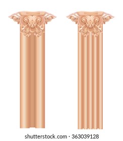 Marble columns, architecture element, external and internal decoration of buildings, structures and monuments, a part of structure, detailed ornament. An unique design work.