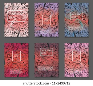 Marble covers set. Trendy colorful backgrounds. A4 size, eps10 vector.