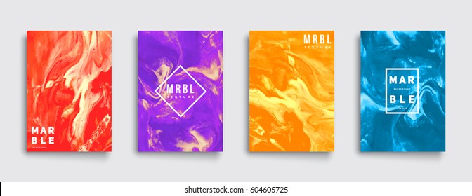 Marble covers set. Trendy colorful backgrounds. Eps10 layered vector.