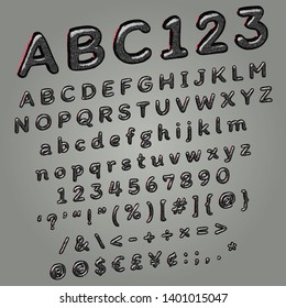 Marble dark noir retro 3d font with cool reflections and red glare for glorious luxury lettering