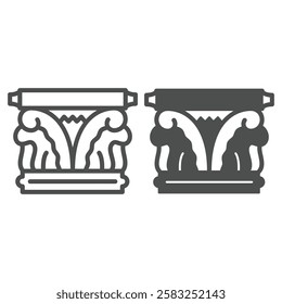 Marble decor column line and solid icon, exhibition concept. Vector graphics. Statue ceramic gypsum sign on white background, outline style icon for mobile or web design