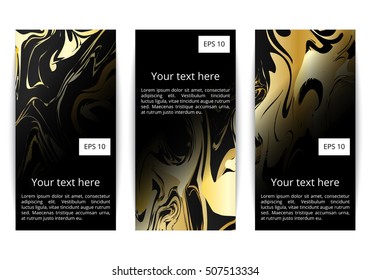 Marble design. Gold backdrop. Vintage graphic. Banner illustration. Futuristic ornament. Watercolor art.
