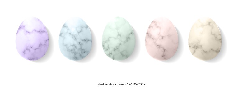 Marble Easter eggs in pastel colours mockup template. Isolated on white background. Ready to use for shopping promotion or invitation for Easter event. Card, poster, banner or frame.
