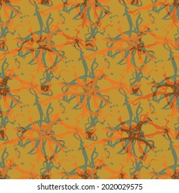 Marble effect texture vector seamless pattern background. Geometric ochre green marbling stencil style circle textured backdrop. Abstract all over print repeat for packaging, wellness fall concept