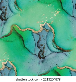 Tinta de alcohol de aceite de mármol. Deslumbrador sin vectores. Fondo De Mármol Oro. Mármol de tinta de vectores de lujo. Plantilla De Lujo Sin Maravillas. Acuarela verde sin foco. Pintura de tinta azul. Acuarela de color de agua de cobre.