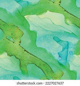 Marble Foil Vector Ink. Golden Alcohol Ink Canvas. Fluid Elegant Glitter. Gold Abstract Background. Blue Art Paint. Green Marble Watercolor. Copper Water Color Background. Vector Abstract Painting.