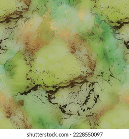 Marble Foil Vector Ink. Light Elegant Glitter. Bronze Water Color Watercolor. Golden Alcohol Ink Marble. Green Art Paint. Blue Marble Watercolor. Gold Abstract Background. Modern Seamless Painting.
