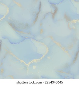 Marble Foil Water Color. Shiny Alcohol Ink Background. Golden Vector Ink Marble. Geode Seamless Texture. Gold Art Paint. Green Gradient Watercolor. Blue Marble Background. Luxury Abstract Template.
