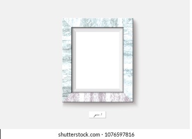 Marble frame isolated on white background. Vector illustration. Wall marble frame mock-up.