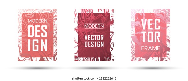 Marble frame vector design set.  Painted gift vouchers, business cards, party flyers, invitations, music postes templates. Gradient marble texture vector. Modern fluid music party graphics.