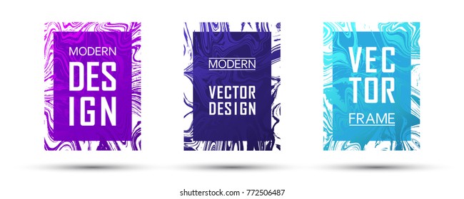 Marble frame vector design set.  VIP gift vouchers, business cards, party flyers, invitations, music postes templates. Gradient marble texture vector. Modern fluid music party graphics.
