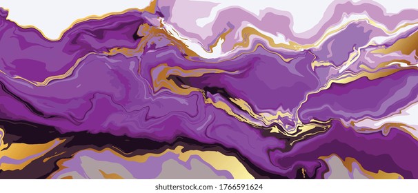 Marble and gold abstract background vector. Marbling wallpaper design with natural luxury style swirls of marble and gold powder.	