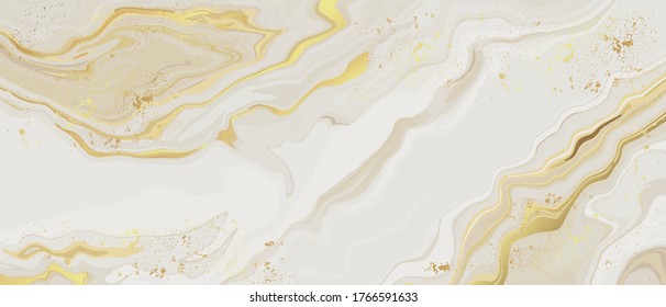 Marble and gold abstract background vector. Marbling wallpaper design with natural luxury style swirls of marble and gold powder.	