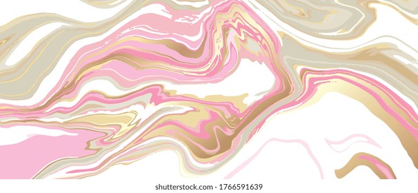 Marble and gold abstract background vector. Marbling wallpaper design with natural luxury style swirls of marble and gold powder.	