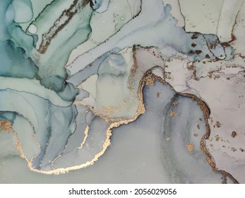 Marble Gold Alcohol Ink. Marble Shiny Watercolor. Marble Gold Abstract Watercolor. Luxury Water Color Canvas. Gold Art Paint. Green Marble Background. Geode Elegant Texture. Vector Abstract Template