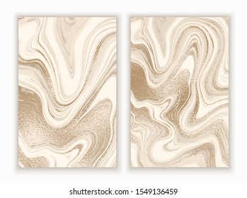 Marble gold background set in trendy  style with metallic textures, template for poster, invitation, wallpaper