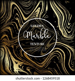 Marble gold and black texture. Abstract modern vector background.