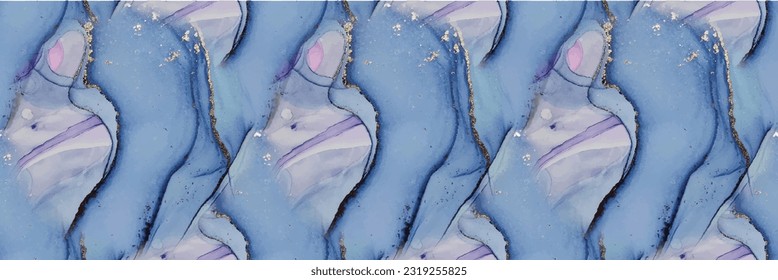 Marble Gold Ink. Light Elegant Texture. Purple Marble Art Watercolor. Lilac Water Color Repeat. Violet Vector Ink Watercolor. Blue Seamless Background. Pink Alcohol Ink Paint. Modern Abstract Template