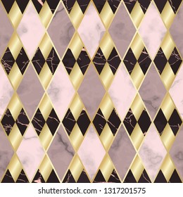 Marble and Gold Luxury Geometric Seamless Pattern