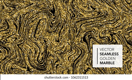Marble gold texture. Luxury marbled golded seamless background.  Abstract glitter seamless pattern for fabric, tile, interior design or gift wrapping. Business or wedding cover card template. Vector
