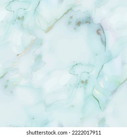 Marble Gold Vector Ink. Green Gradient Watercolor. Foil Marble Background. Light Elegant Texture. Luxury Alcohol Ink Canvas. Shiny Water Color Watercolor. Vector Seamless Template. Blue Ink Paint.