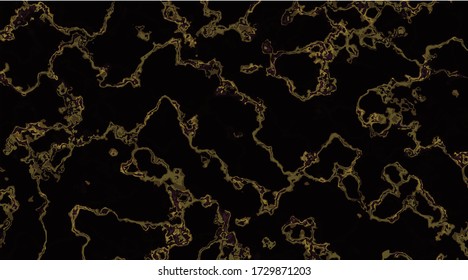 Marble with gold veins on black background. Template for wedding invitation. Marble vector texture