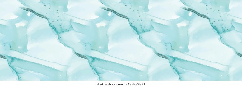 Marble Gold Water Color. Bronze Vector Ink Watercolor. Vector Seamless Pattern. Green Art Paint. Luxury Alcohol Ink Marble. Foil Marble Background. Blue Gradient Watercolor. Vector Seamless Template.