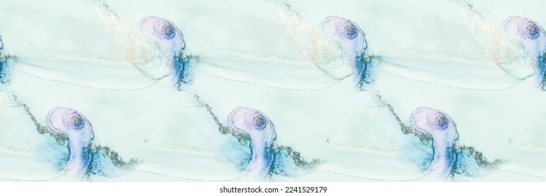 Marble Gold Water Color. Modern Seamless Painting Violet Vector Ink Background. Blue Ink Paint. Fluid Vector Glitter. Purple Alcohol Ink Repeat. Lilac Marble Art Background. Pink Seamless Watercolor.