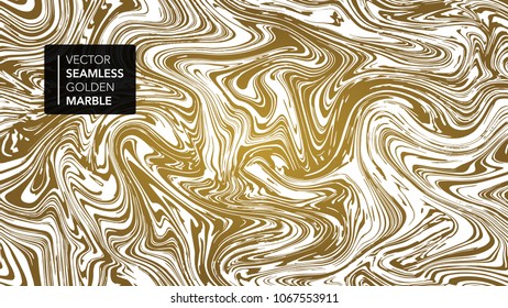Marble gold and white texture seamless background. Abstract golden glitter marbling seamless pattern for fabric, tile, design or gift wrapping. Realistic business or wedding cover card. Vector