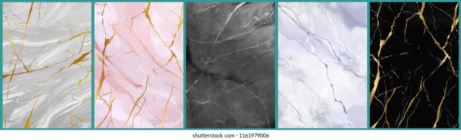 Marble golden texture background 5 set.
isolated  cut out.