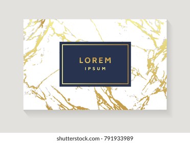 Marble with golden texture background cover for invitation, business card, vector illustration